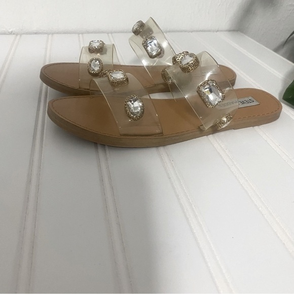 Steve Madden Women’s Jace Summer Slide Sandals Clear with Rhinestones Size 5.5 - Picture 7 of 8